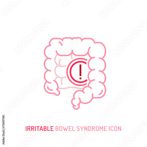 IBS, gut inflammation, pain, angriness sign. Editable vector illustration