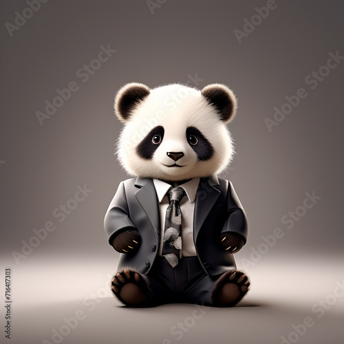 little panda in business suit, fantesy art photo