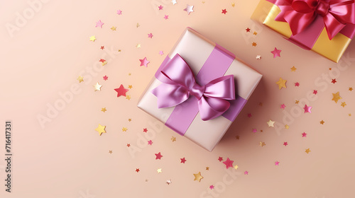 Gift box background with copy space for Christmas gifts, holidays or birthdays © ting