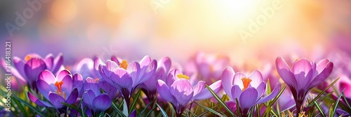 Spring Background Violet Crocus Flowers Park, Banner Image For Website, Background, Desktop Wallpaper