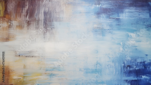 abstract art background, copy space brushstrokes of white light blue paint on wood texture, canvas