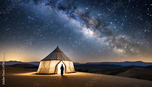 Abraham gets a promise from God under a sky full of stars, promise of countless descendants, covenant. photo