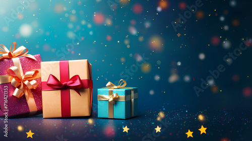 Gift background with copy space for Christmas gifts, holiday or birthday © ting