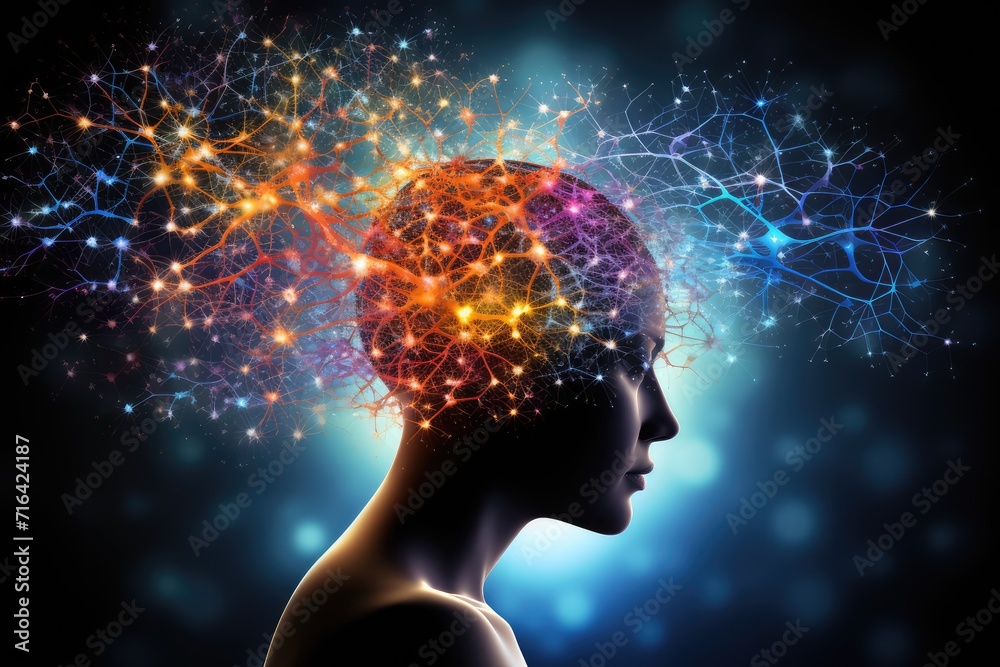 Vivid creative ideation - brain radiant symphony of ingenious imagery, wit neural graphics, psychedelic visualization. Chromatic neurons dance in witty, neural neon tapestry of imaginative thinking Vivid creative ideation - brain radiant symphony of ingenious imagery, wit neural graphics, psychedelic visualization. Chromatic neurons dance in witty, neural neon tapestry of imaginative thinking