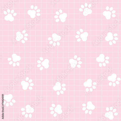 Cat paw Bliss seamless pattern, vector illustration for Purrfect Designs