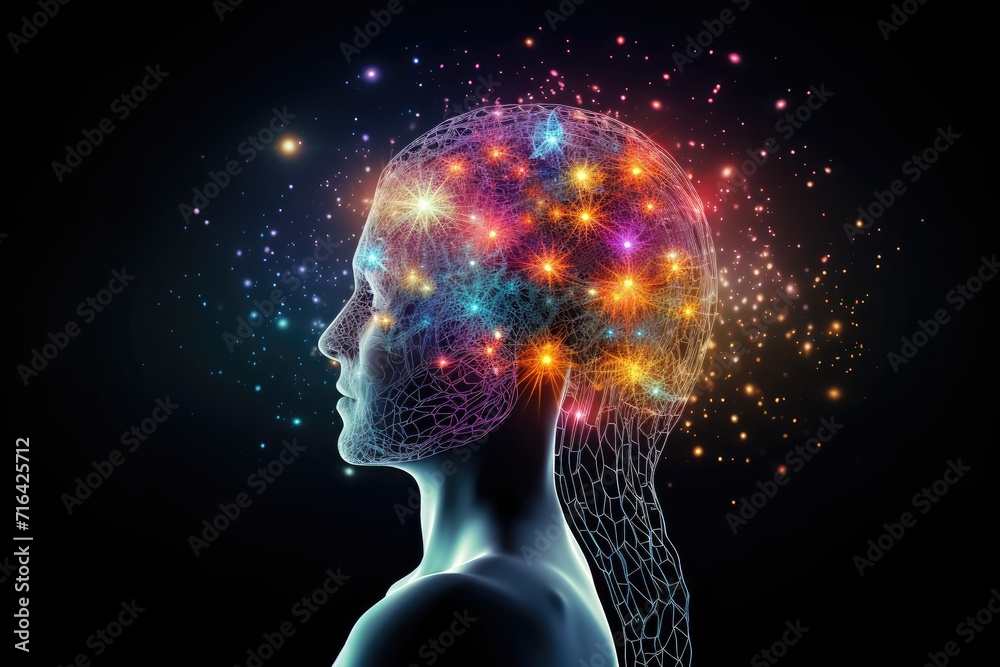 Vivid creative ideation - brain radiant symphony of ingenious imagery, wit neural graphics, psychedelic visualization. Chromatic neurons dance in witty, neural neon tapestry of imaginative thinking Vivid creative ideation - brain radiant symphony of ingenious imagery, wit neural graphics, psychedelic visualization. Chromatic neurons dance in witty, neural neon tapestry of imaginative thinking
