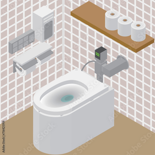 アイソメトリックな公共施設や商業施設にあるトイレのイメージ素材