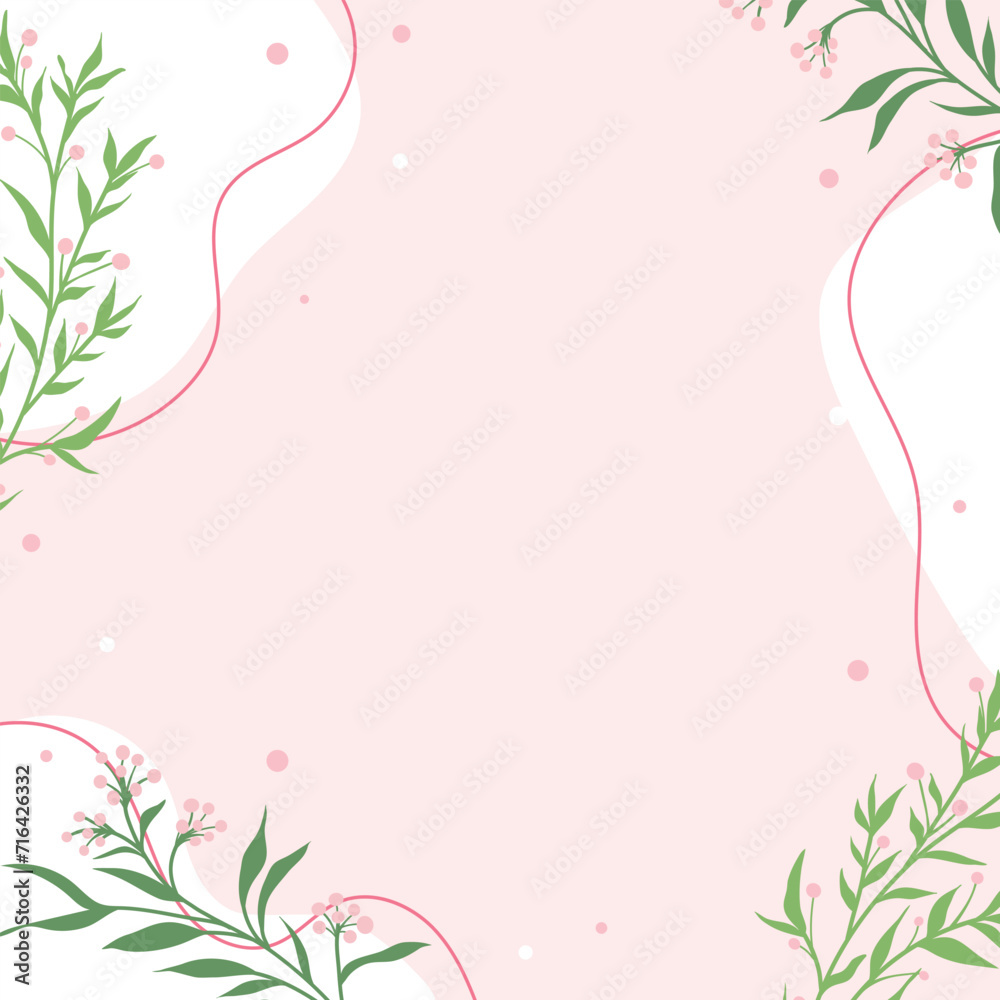 Cute kawaii floral pink abstract background