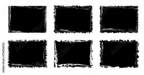 Jagged rectangle. Black simple shape. Rectangle paper template jagged and rough.