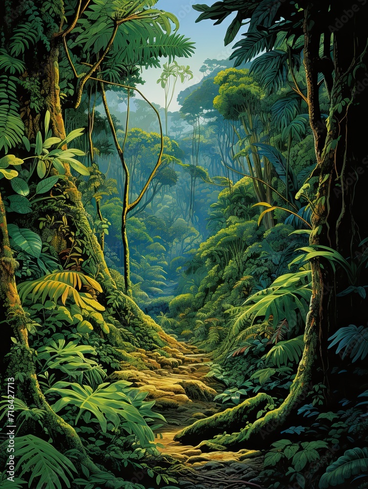 Discover the Majestic Beauty: Serene Rainforest Canopies National Park Print