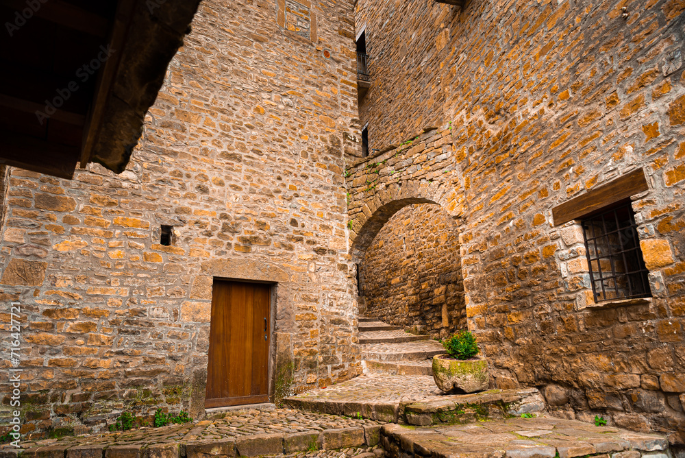 Ainsa town in the Pyrenees. Sobrarbe region.