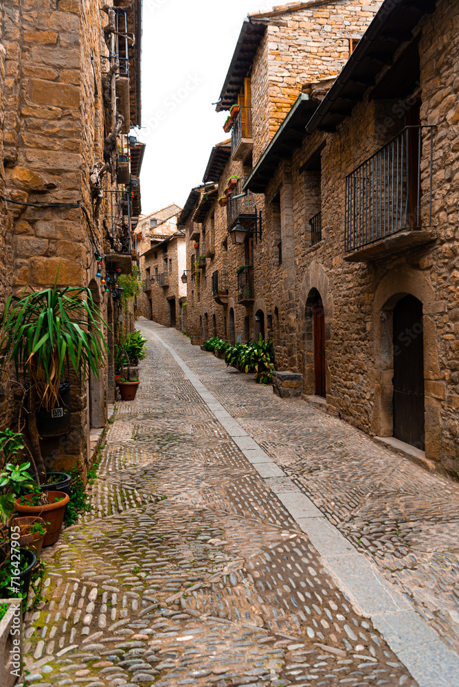 Ainsa town in the Pyrenees. Sobrarbe region.