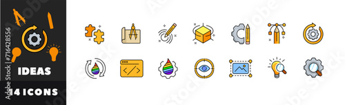 Ideas icon set. Flat style. Vector icons