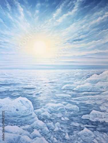 Snowy Winter Wonderland Seascape Print  Icy Beach Scene Whispers with Chilled Oceans.