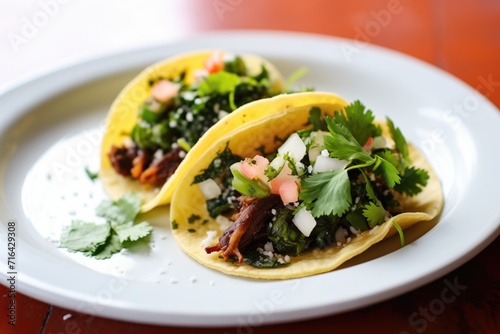 mole poblano taco with fresh cilantro