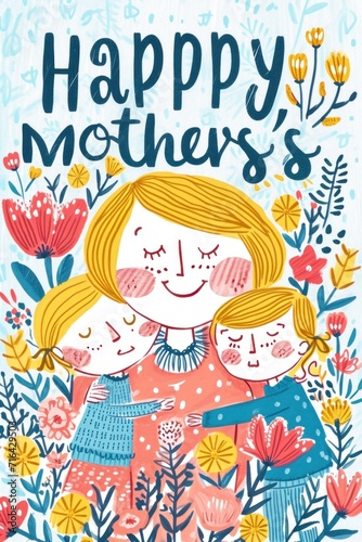 Mom and two kids, a picture of pure joy and happiness.