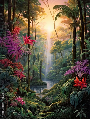 Sun-Kissed Island Landscape: Tropical Bays Forest Wall Art & Nature Scene