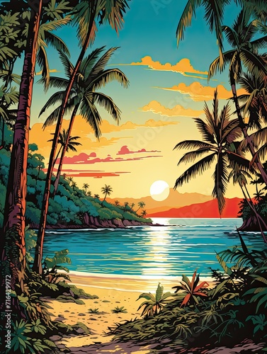 Sun-Kissed Tropical Bays National Park Print: Vibrant Island Artwork and Serene Beach Scene