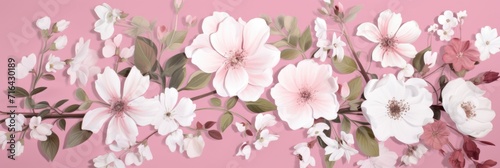 Pattern of white flowers on pink background