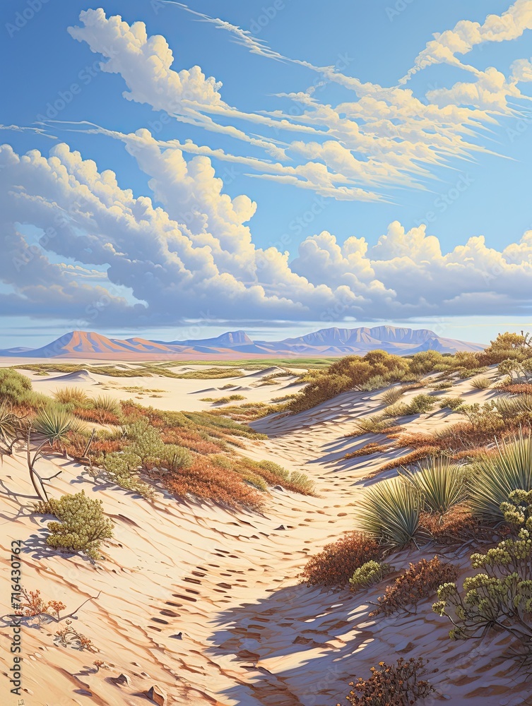 Φωτογραφία Sunlit Sand Dune Vistas: A Desert Island Artwork of Serene Contrasts