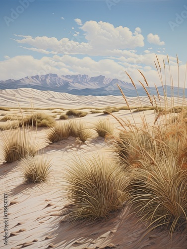 Sunlit Sand Dune Vistas: Meadow Art and Desert Grass Contrasts