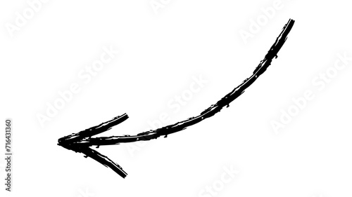 Hand drawn crayon chalk charcoal line arrow. curvy and wavy arrow isolated on white. Group of squiggle and scribble strokes. Elements for diagrams. doodle marker