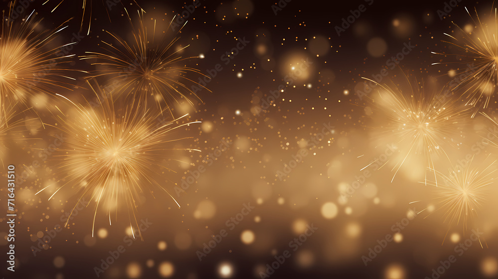 Fototapeta premium Happy New Year, burning fireworks with bokeh light background
