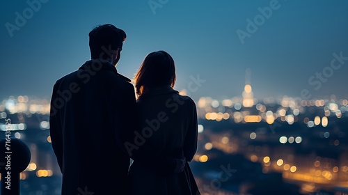 Lovers, Side view of a couple looking at the stars , lovers, side view, looking at stars photo
