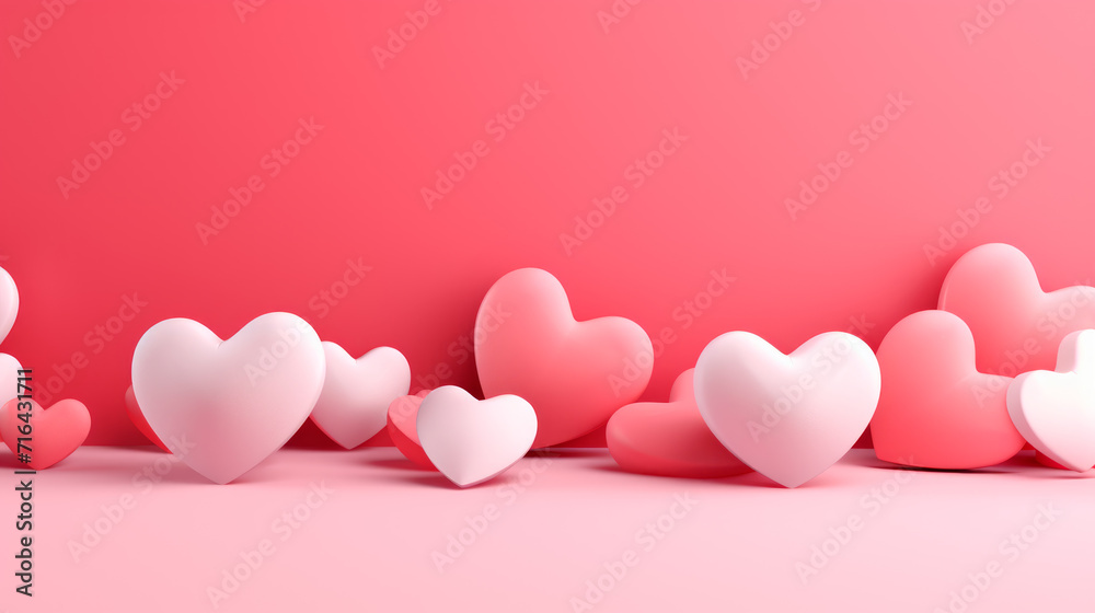 Poster or banner with realistic 3d hearts, symbol of love and st. Valentine's day Poster or banner with realistic 3d hearts, symbol of love and st. Valentine's day