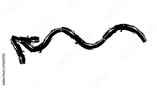Hand drawn crayon chalk charcoal line arrow. curvy and wavy arrow isolated on white. Group of squiggle and scribble strokes. Elements for diagrams. doodle marker