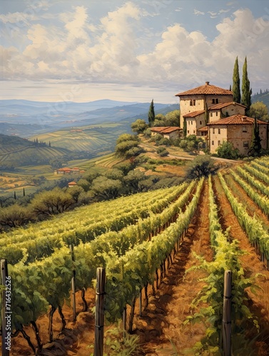 Timeless Tuscan Vineyards: Impressionist Landscape in Tuscan Art Style