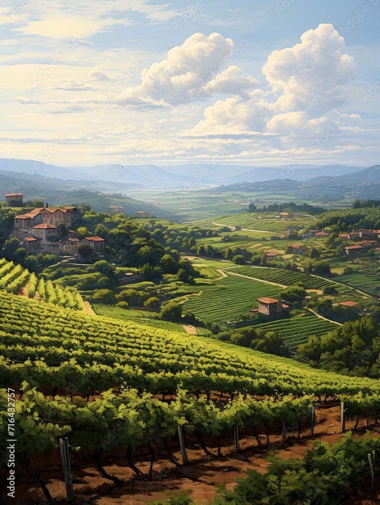 Elevated Vineyard Views: Timeless Tuscan Vineyards Plateau Art Print