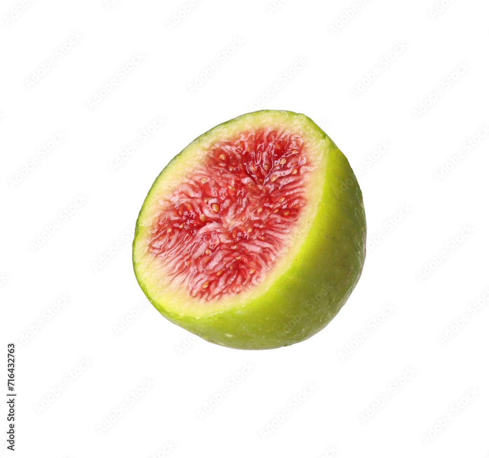 Piece of fresh green fig on white background Piece of fresh green fig on white background