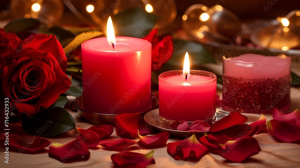 Romantic dinner with candles and roses , romantic dinner, candles, roses