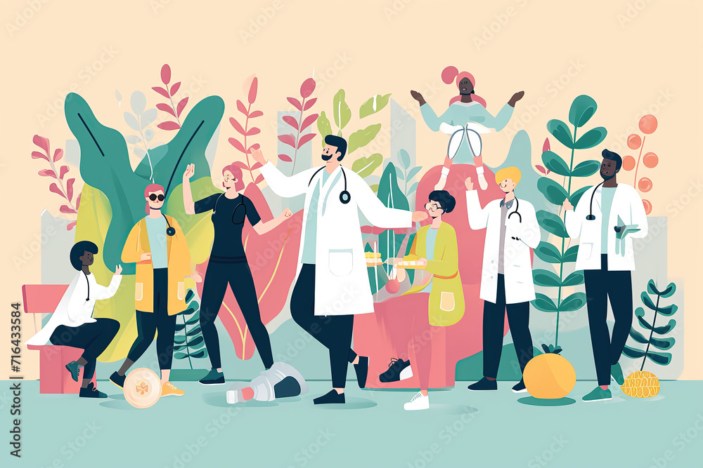 Illustration of doctors participating in health promotion