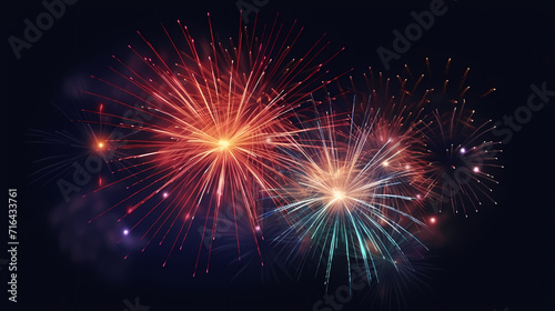 Happy New Year, burning fireworks with bokeh light background