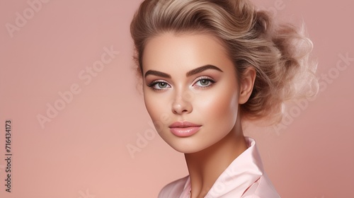 Makeup Artist in a clean background stock photo   makeup artist  clean background  stock photo