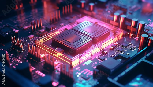 3D rendering Circuit board. Technology background. Central Computer Processors CPU and GPU concept. Motherboard digital chip. Tech science background.