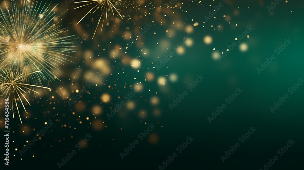 Fototapeta premium Happy New Year, burning fireworks with bokeh light background