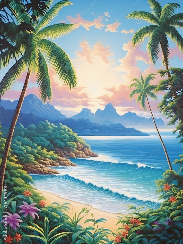 Tropical Island Horizons: A Modern Landscape Seaside Canvas Print