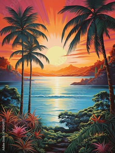 Tropical Island Horizons: Serene Countryside Art Featuring a Stunning Tropical Beach Print © Michael