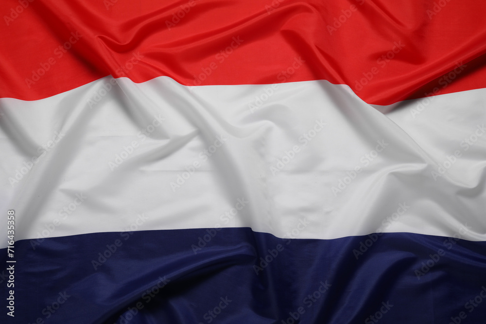 Fototapeta premium Flag of Netherlands as background, top view