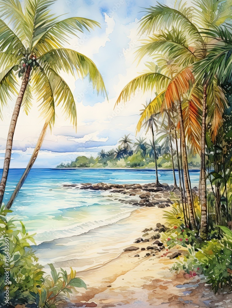 Tropical Island Horizons - Rustic Wall Decor, Coastal Art Print