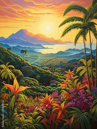 Tropical Island Horizons  Rolling Hills Art with Island Undulations
