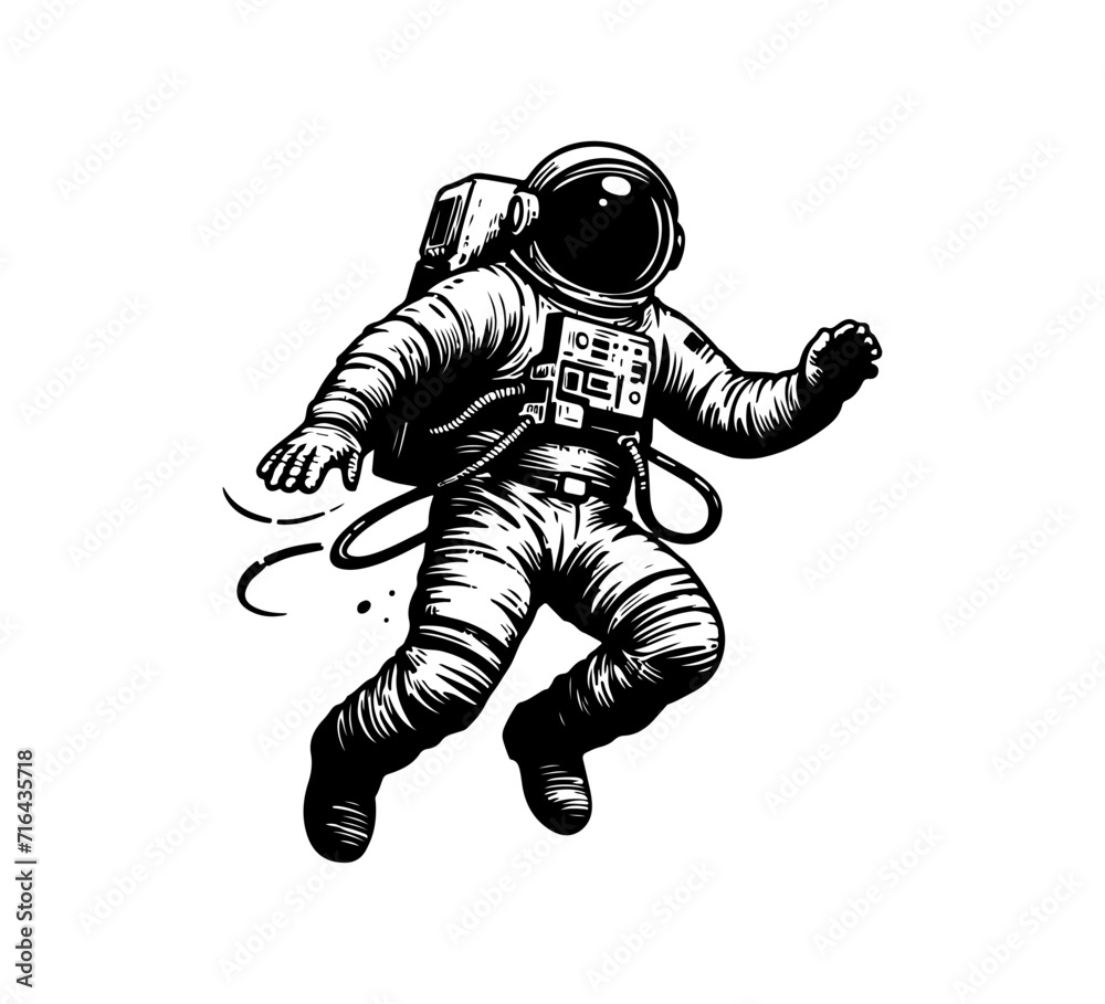 Astronaut Hand Drawn Illustration Vector Graphic Asset