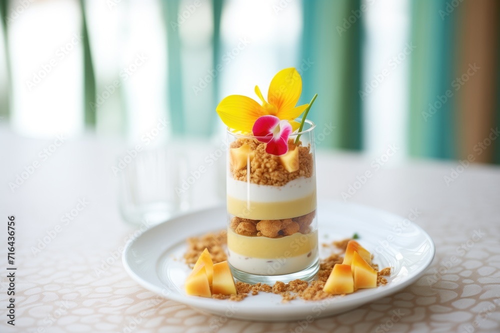 pudding parfait with granola layers in glass pudding parfait with granola layers in glass