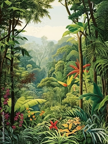 Tropical Jungle Wildlife | Landscape Poster | National Park Art Print photo