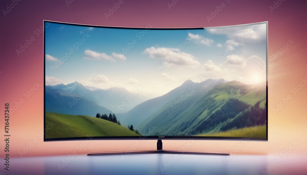 Fototapeta premium Intrattenimento Avvincente- Schermo TV Isolato nello Stile di una Pubblicità di Servizio di Streaming Video
