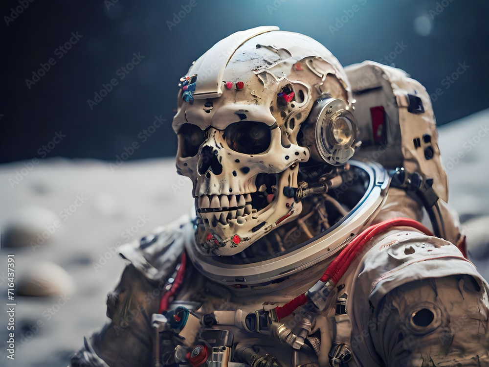 Astronaut in the spacesuit with skull on the moon. Astronaut in the spacesuit with skull on the moon.