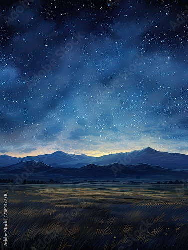 Twinkling Starlit Plains: Constellation Delight in Sprawling Night Sky Artwork © Michael